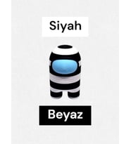 AmongUs Taraftar, Mıknatıslı, Çizgili Siyah-Beyaz Among Us 6 cm (Siyah - Beyaz)