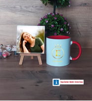 Baş Harf ve İsim Soyisim Fotoğraflı Dekoratif Taş, Kupa Bardak Beyaz Hediye (Model 2)