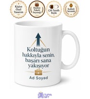 Terfi Alan Arkadaşa Koltuğu Sağlamlaştırdın Tebrik Kahvesi Kupa Bardak Hediye