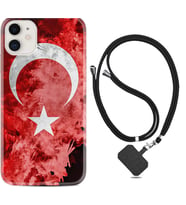Apple iPhone 11 12 13 Mini Kılıf Boyun Askılı Silikon Şanlı Türk Bayrağı 3 1395