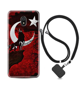 Xiaomi Redmi 8A 8 Pro 9C 9T 10C 11T Pro Kılıf Boyun Askılı Silikon Wolf and Moon 2 1381
