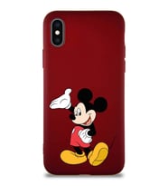 Apple iPhone XS Soft Premier Kapak Mickey Mouse-C Tasarımlı Silikon Kılıf - Mürdüm (Şeffaf)