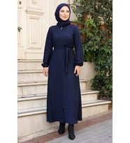 Edna Fermuarlı Tesettür Ferace 1265 - Lacivert