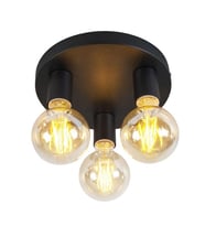 MYLİGHTS  RETRO  ÜÇLÜ PLOFONYER TAVAN AVİZE 30CM (Siyah)
