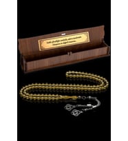 Hediyelik Tesbih, 6mm Namaz Tesbihi, Beyrut Damla Kehribarı Tespih, 99luk Tespih (Metal)