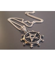 Paslanmaz Çelik Pentagram Yıldızı Kolye  70 cm Zincirli