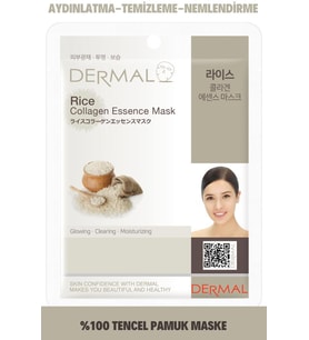 DERMAL Arındırıcı, Nemlendirici ve Ton Eşitleyici Pirinç Özlü Kollajen Maske 23 Gr