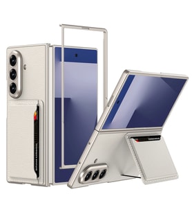 Galaxy Z Fold 7 Suni Deri Arka Yüzey Zore Kartlıklı Kıpta Silikon Kapak
