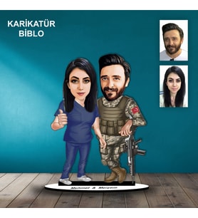KİŞİYE ÖZEL ASKER,HEMŞİRE TASARIMLI KARİKATÜR BİBLO B114