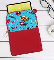 BK Gift Pop Art Tasarımlı Taşınabilir Koruyucu Tablet Kılıfı & Organizer Çanta - Kırmızı-6
