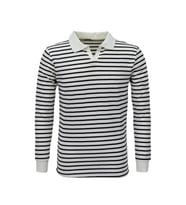 Erkek Spor Çizgili Mevsimlik Triko Polo Yaka Kazak BGL-ST03930 (Beyaz)