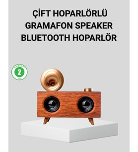 Gramafon Hoparlör Çift Stereo Sesli Fm Radyo Destekli