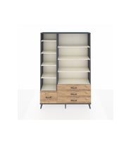 Arges Dolap 9 Raflı 4 Çekmeceli  132x30x195 Antrasit-Aytaşı/Çam