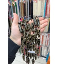 Tibet Akik Taşı Arpa Kesim Kahverengi Beyaz 13x40mm Doğal Taş Dizi