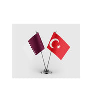 Katar ve Türkiye Bayrağı İkili Saten Masa Bayrağı Takımı