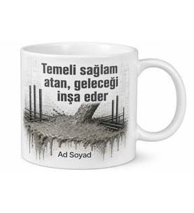 İsimli Beton Dökme Desenli İnşaatçı Kupası Hediye Bardak Özel Tasarım