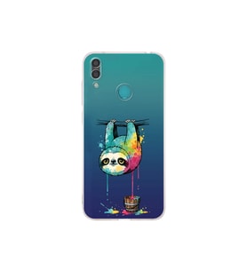 Huawei Y7 2019 ile Uyumlu Splash Tembel Hayvan Tasarımlı Şeffaf Silikon Kılıf