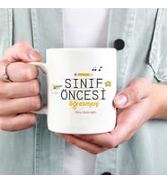 Sınıf Öncesi Öğretmenine Hediye İsme Özel Kupa (Beyaz)