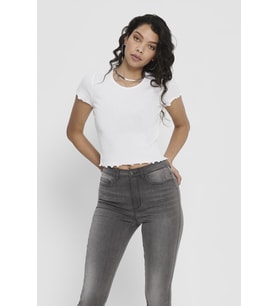 Only Kadın Kısa Kollu Fırfırlı Crop T-Shirt - 15201206 ONLEMMA (Turuncu)