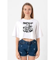 Friday The 13th Halloween Beyaz Kadın Crop Tshirt