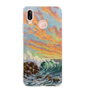 Huawei P20 Lite Uyumlu Baskılı Yumuşak Silikon Şeffaf Telefon Kılıfı