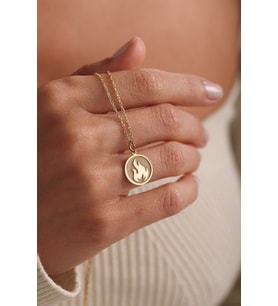 Kişiye Özel 925 Ayar Gümüş Minimal Alev Figürlü Kolye (Gold)