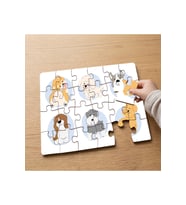 Sevimli Köpek Kolajı Tasarımlı 24 Parça Ahşap Çocuk Puzzle MPK0671