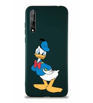 Huawei P Smart S Soft Premier Kapak Donald Duck-D Tasarımlı Silikon Kılıf - Yeşil (Şeffaf)