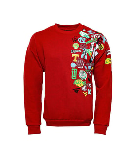 Kırmızı Baskı Detaylı Bisiklet Yaka Sweatshirt - Wessi