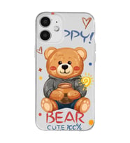 Iphone 12 Uyumlu Happy Bear Tasarımlı Şeffaf Telefon Kılıfı