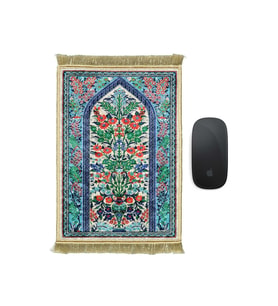 Bursa İpek Beyaz Dekoratif Küçük Halı Mousepad