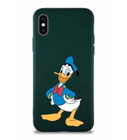 Apple iPhone XS Soft Premier Kapak Donald Duck-C Tasarımlı Silikon Kılıf - Yeşil (Şeffaf)