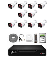 UPTECH 10 Kameralı Güvenlik Kamera Seti 2MP 1080P Full HD 6 Atom LED Gece Görüşlü 320GB HDD 5525