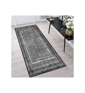 Rovigo Home Dijital Baskı Yıkanabilir Kaymaz Taban Salon Halısı RVG1373-HT-972 80x150 cm (Gri)