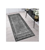 Rovigo Home Dijital Baskı Yıkanabilir Kaymaz Taban Salon Halısı RVG1373-HT-972 80x150 cm (Gri)