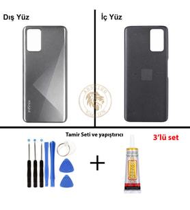Infinix Note 8 Gümüş Uyumlu Arka Kapak + Yapıştırıcı ve Vida Seti Arka Cam Batarya Pil Kapağı