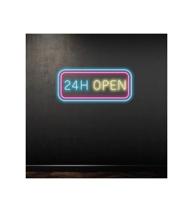 24 H OPEN Yazılı Neon Tabela