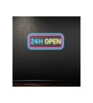 24 H OPEN Yazılı Neon Tabela