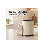 Vintage Tezgah Üstü Çöp Kovası Krem 3 Lt