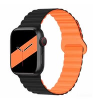 Huawei Watch GT GT2 GT3 GT4 42mm/Honor Magic 2 Kordon Double Color Magnetic Stra (Siyah - Turuncu)