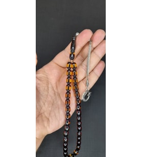 SÜRMELİ UÇAK CAMI TESBİH BORDO-SARI RENK T-455 (Çok Renkli)