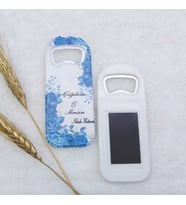 30 Adet Mavi Çiçek Baskılı Dikey Açacak Magnet 4,5x10,5 Cm Uv Baskılı Nikah Şekeri Nişan Hediyeliği-