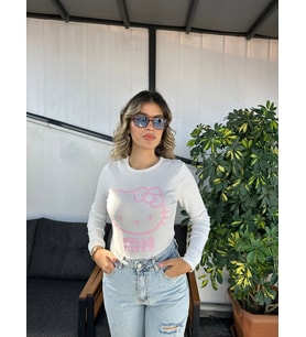 Basic Hello Kitty  Beyaz Uzun Kollu Body
