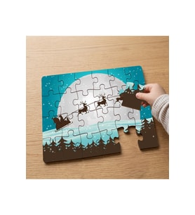 Dolunay Geyikler Kar Taneleri Ve Noel Baba Tasarımlı 24 Parça Ahşap Çocuk Puzzle MPK0996