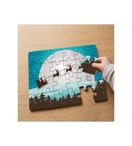 Dolunay Geyikler Kar Taneleri Ve Noel Baba Tasarımlı 24 Parça Ahşap Çocuk Puzzle MPK0996