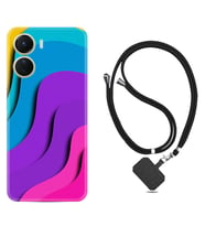 Vivo Y16 Kılıf Silikon Boyun Askılı İpli Desenli Silikon Renk Cümbüşü 1631