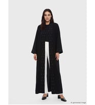 LCW Modest Siyah Şal Yaka Taşlı Oversize Kadın Kimono