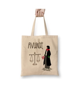 Avukat Avukata Hukuk Hediye Beyaz Bez Çanta Uzun Saplı Alışveriş Çantası Plaj Çantası
