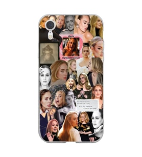 Iphone XR Uyumlu Adele Kolaj Tasarımlı Şeffaf Telefon Kılıfı