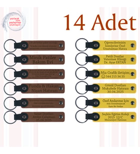 A Kahve & Sarı, Kurumsal Fuar Katılımcılarına Hediye, 14’lü Set, Kişiselleştirilebilir Anahtarlık